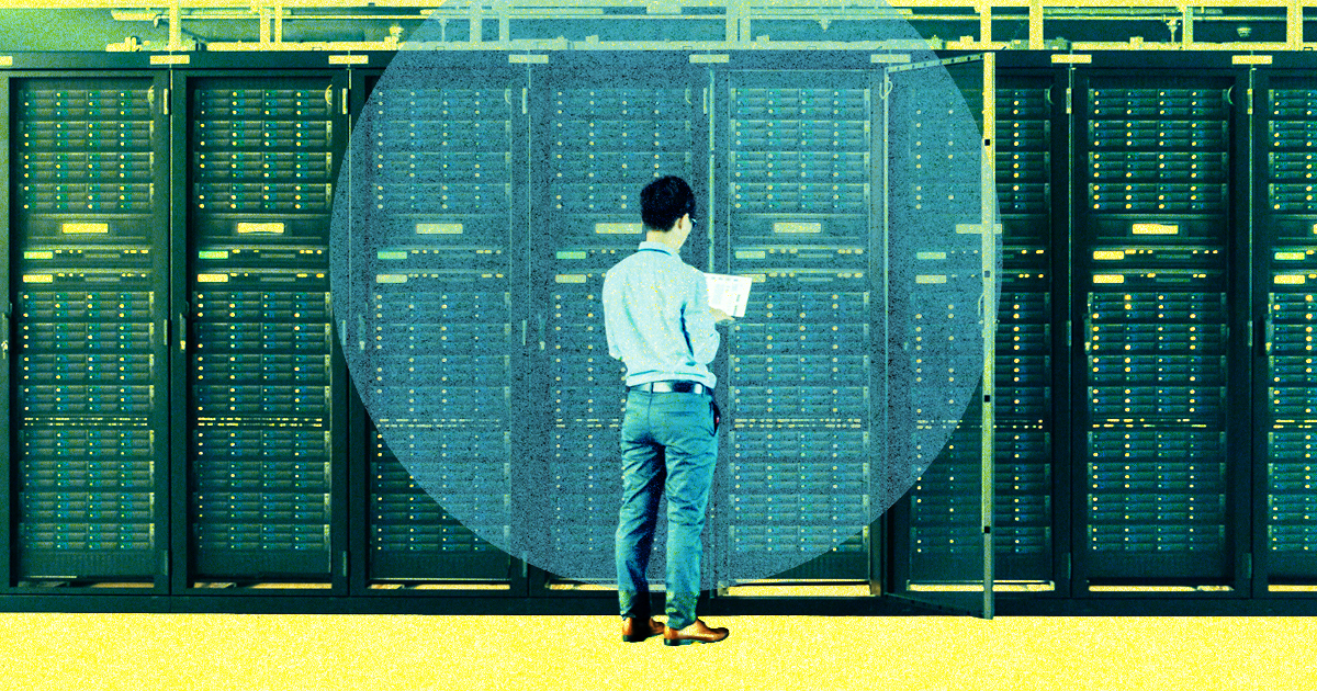 A man stood in data centre