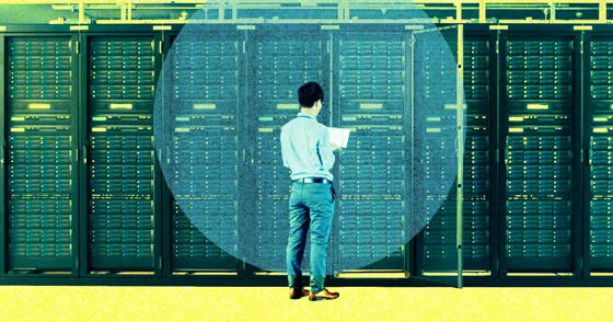 A man stood in data centre