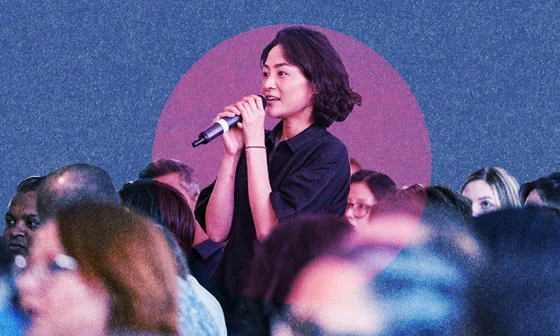 A person asking a question at the LSE Festival