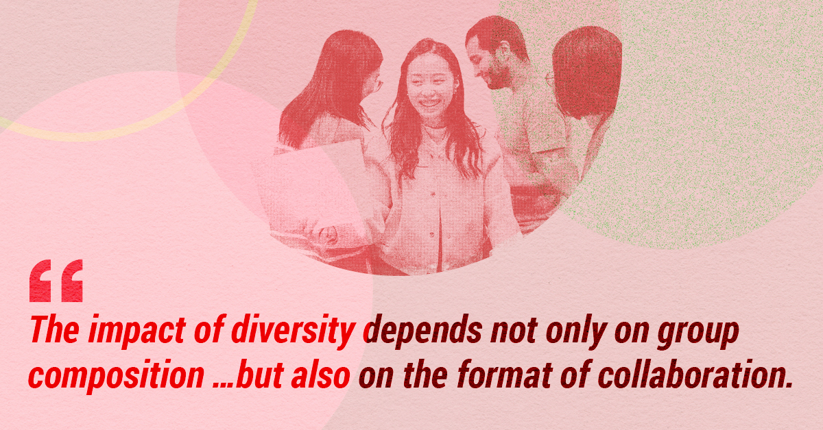 The impact of diversity depends not only on group composition...but also on the format of collaboration.