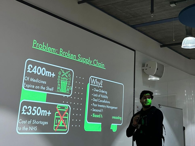 Akber Tahir gives a presentation on Pharmovo AI