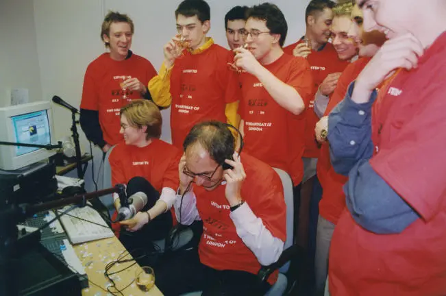 Loyd Grossman opens Pulse FM student radio station, 1999.