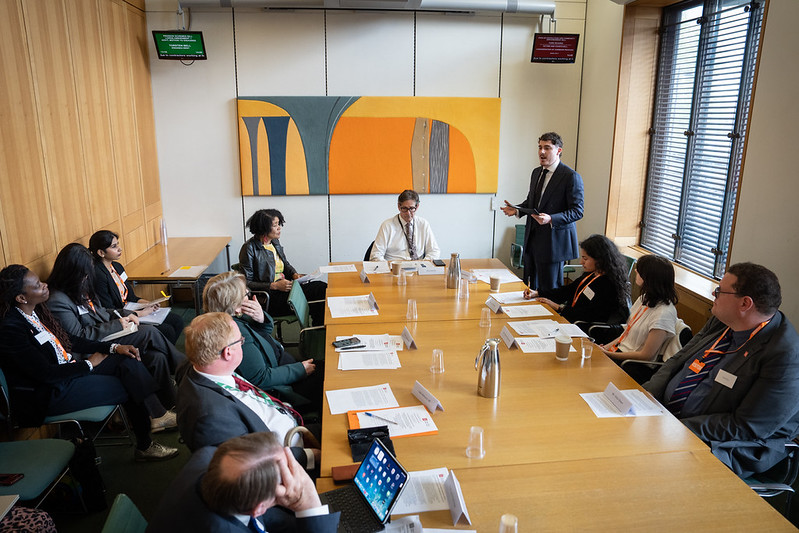Competition Winner Alexander Minford presenting his essay to members of the British-American Parliamentary Group