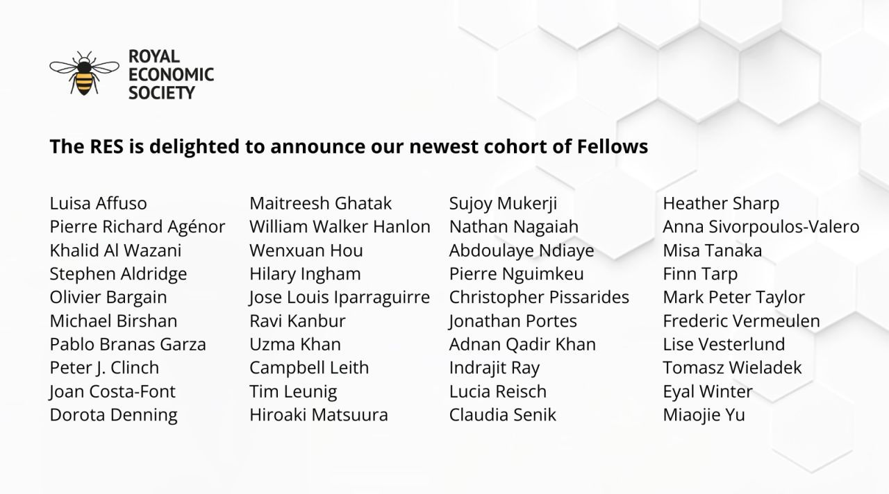 Royal Economic Society list of new Fellows