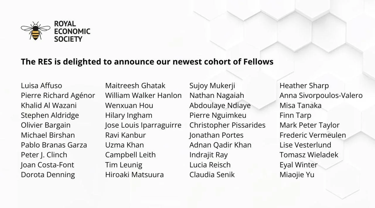 Royal Economic Society list of new Fellows