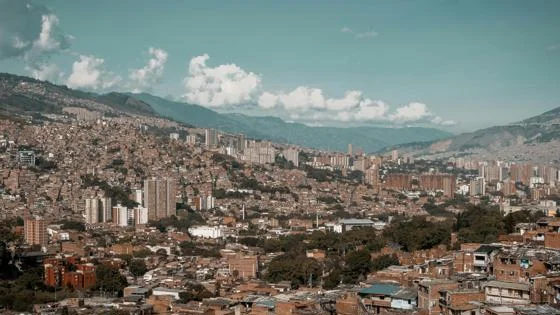 Birds eye view of Medellin, Colombia.