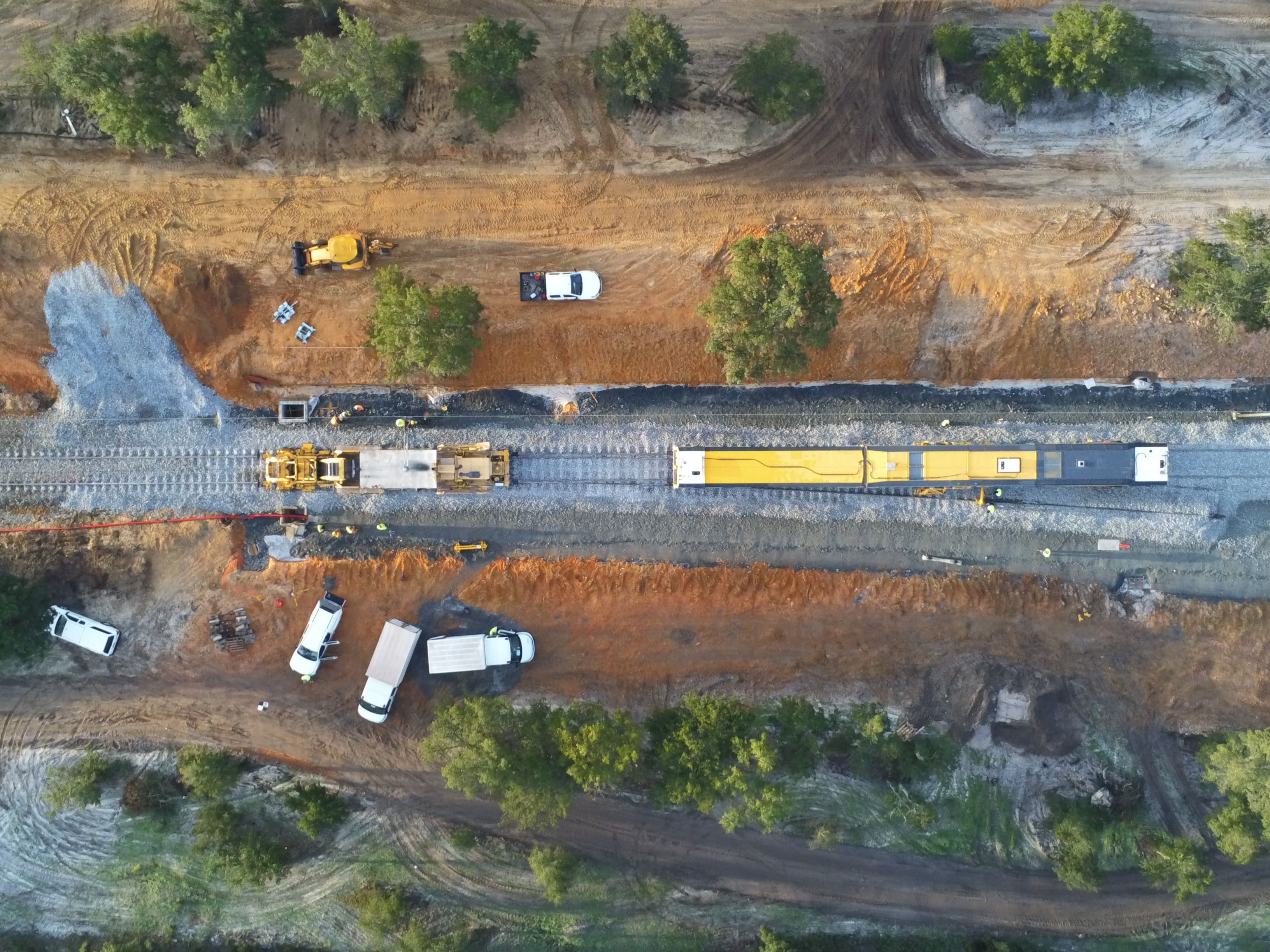 Aerial view of railway construction