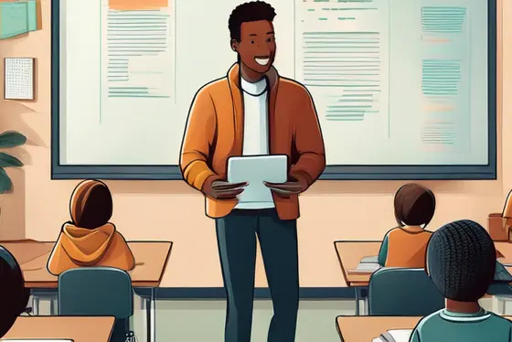 AI generated image of teacher in classroom