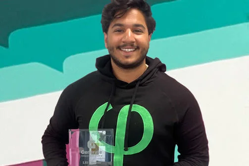 Akber Tahir with his Startup of the Year 2025 award from LSE Generate