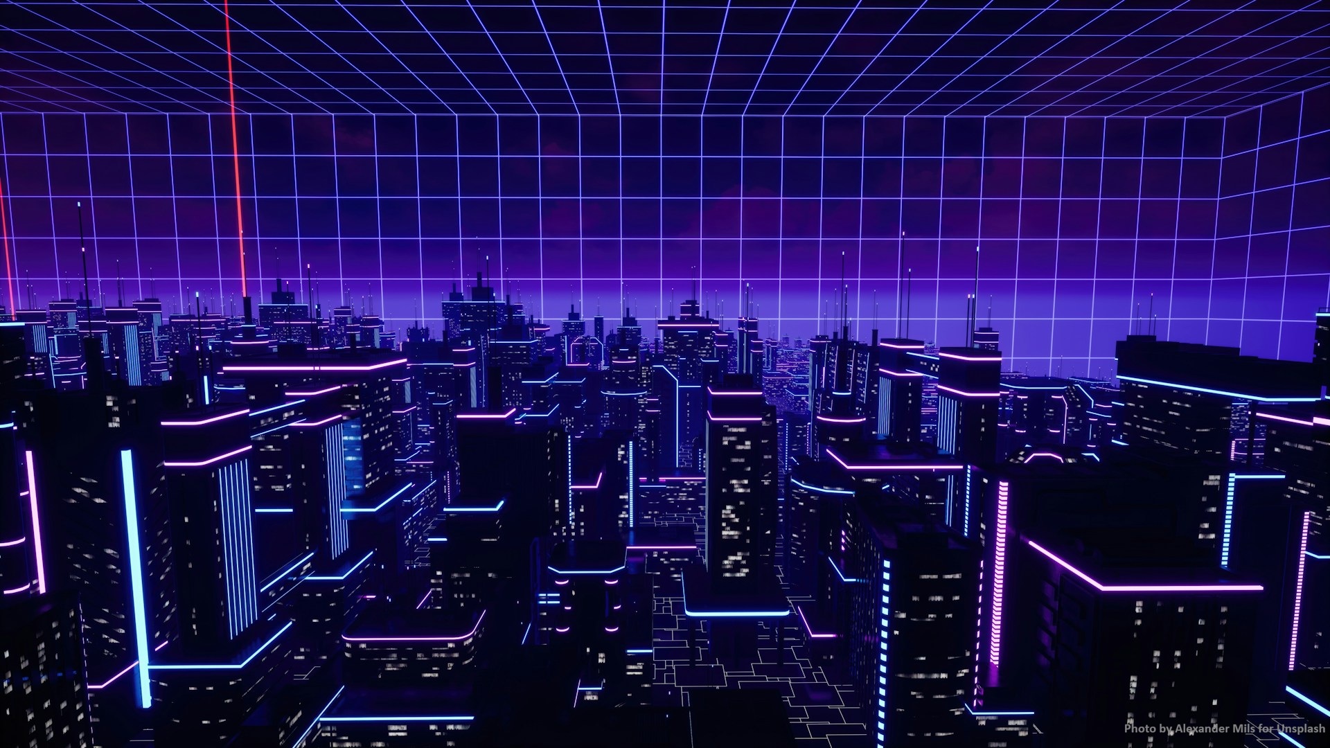 Night 3D render cityscape