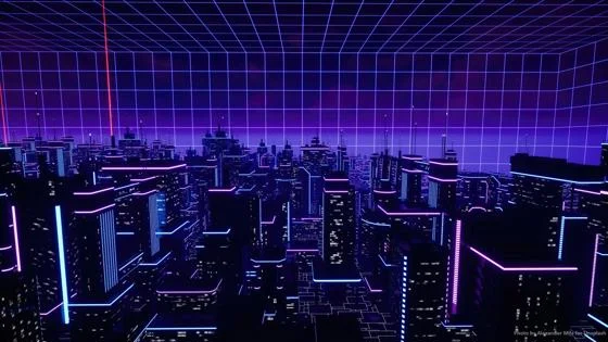 Night 3D render cityscape
