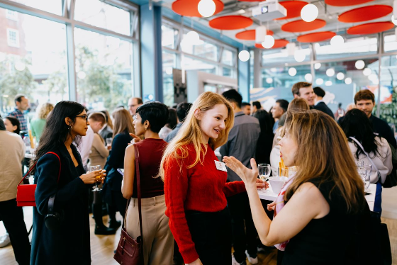 alumni mingling in the alumni centre