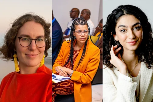 Headshots of three LSE Gender alumni