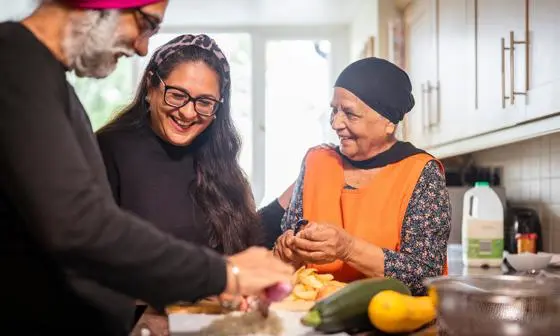 Family cooking together
