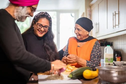 Family cooking together