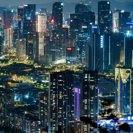 An aerial photo of Shenzhen, China at night