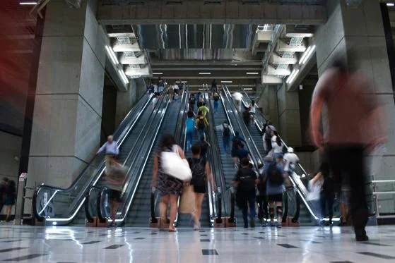 People on escalators