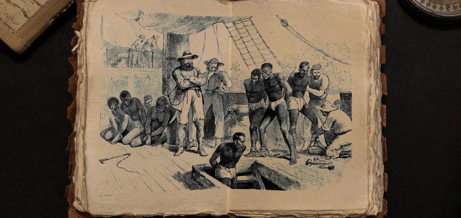 Illustration of a slave ship in an old book