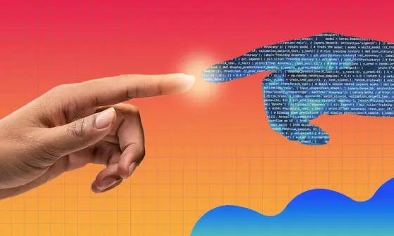 A human hand touching an AI hand