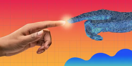 A human hand touching an AI hand