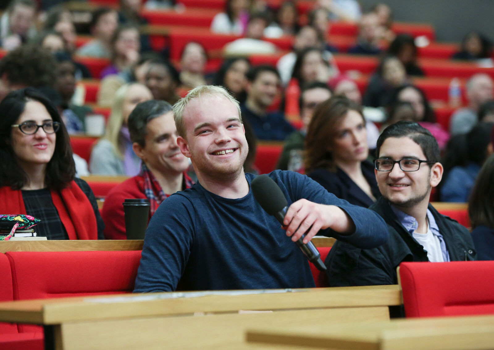 Man in the audience with mic