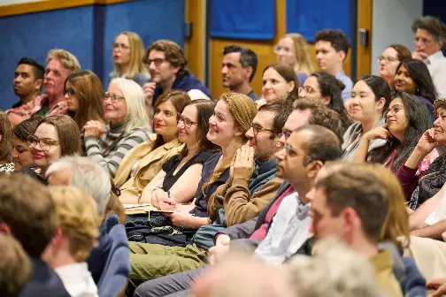 Audience at the launch of Paul Dolan's book Beliefism