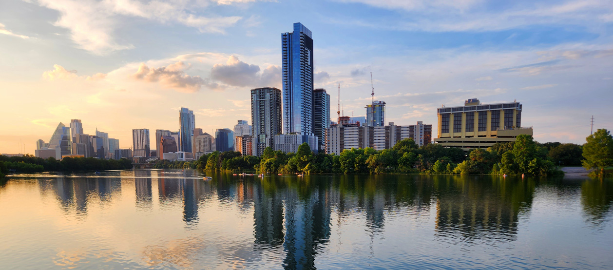 View of downtown Austin from the river.