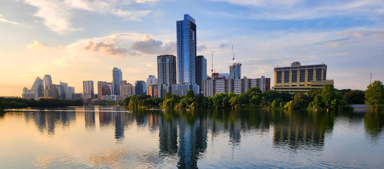 View of downtown Austin from the river.