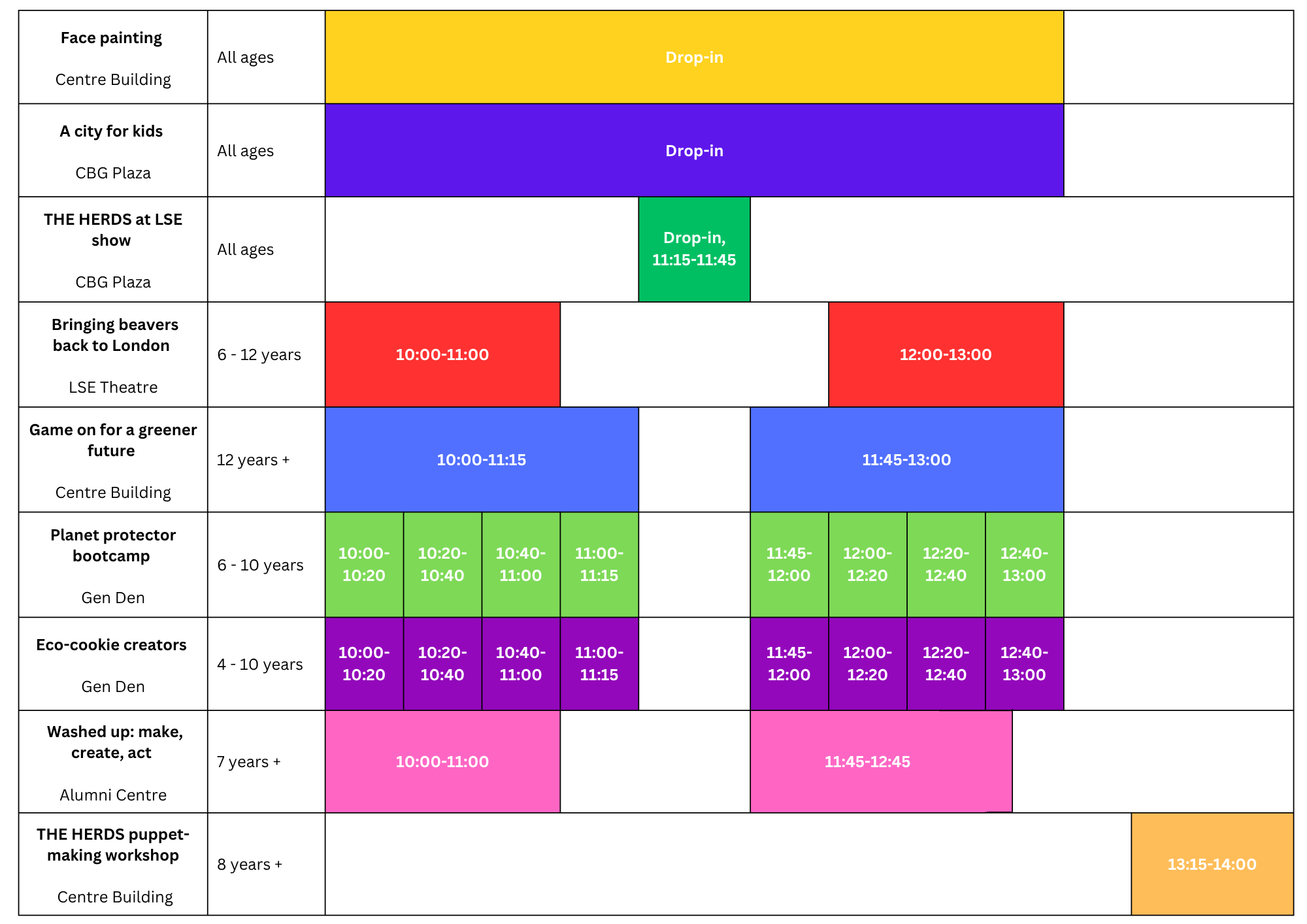 Family day schedule