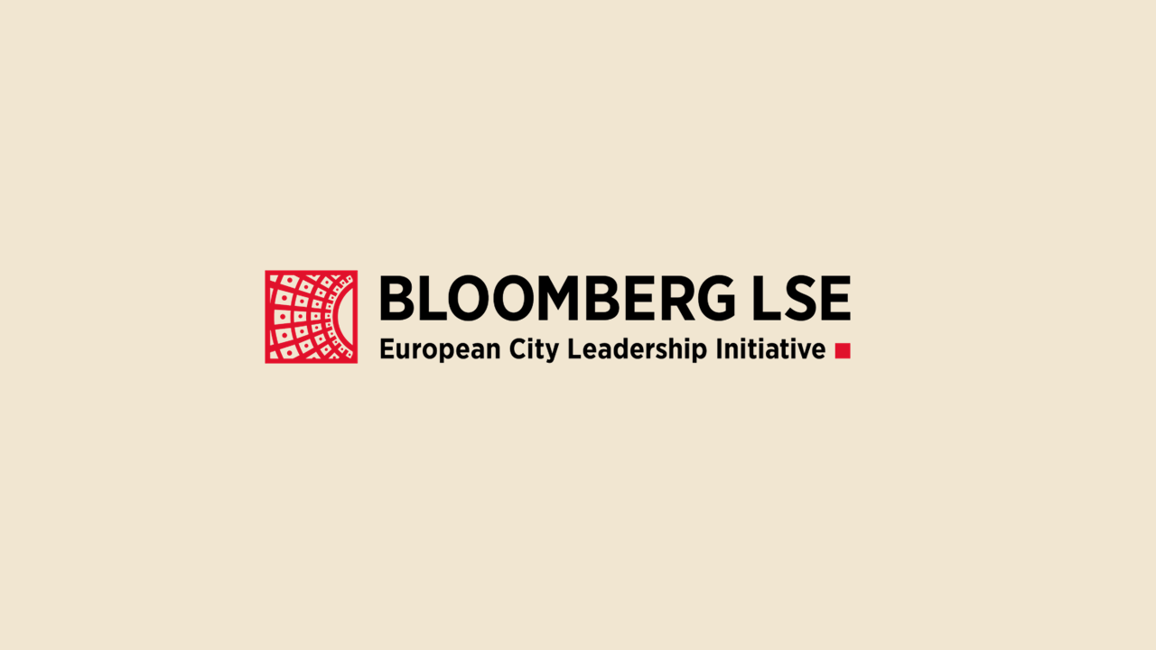 Bloomberg LSE European City Leadership Initiative logo on beige background