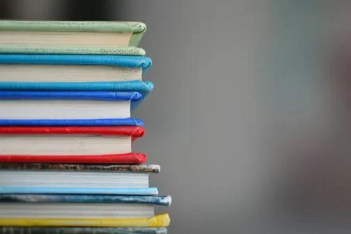 Stack of books on close focus