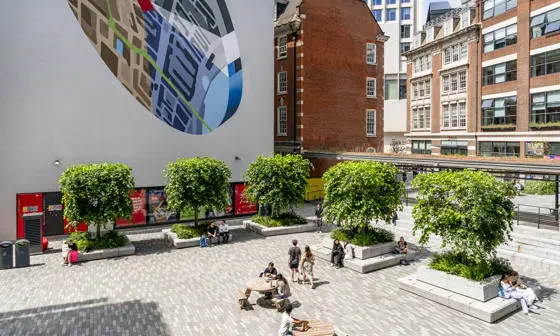 LSE campus plaza square spring time mural