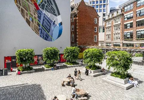 LSE campus plaza square spring time mural