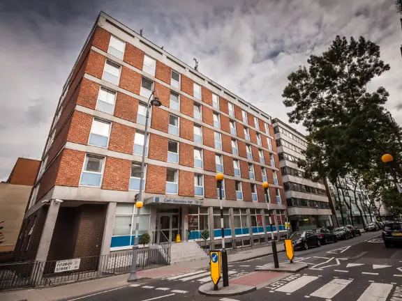 An exterior view of the Carr-Saunders Hall accommodation building at LSE