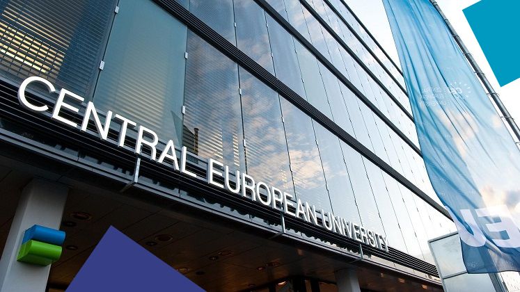 Entrance signage on building to Central European University