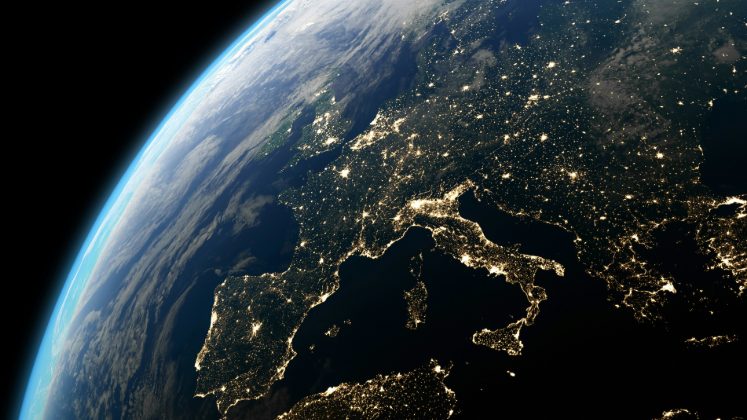 Satellite image of Europe. 