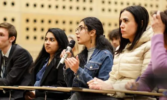 Audience members at public lecture