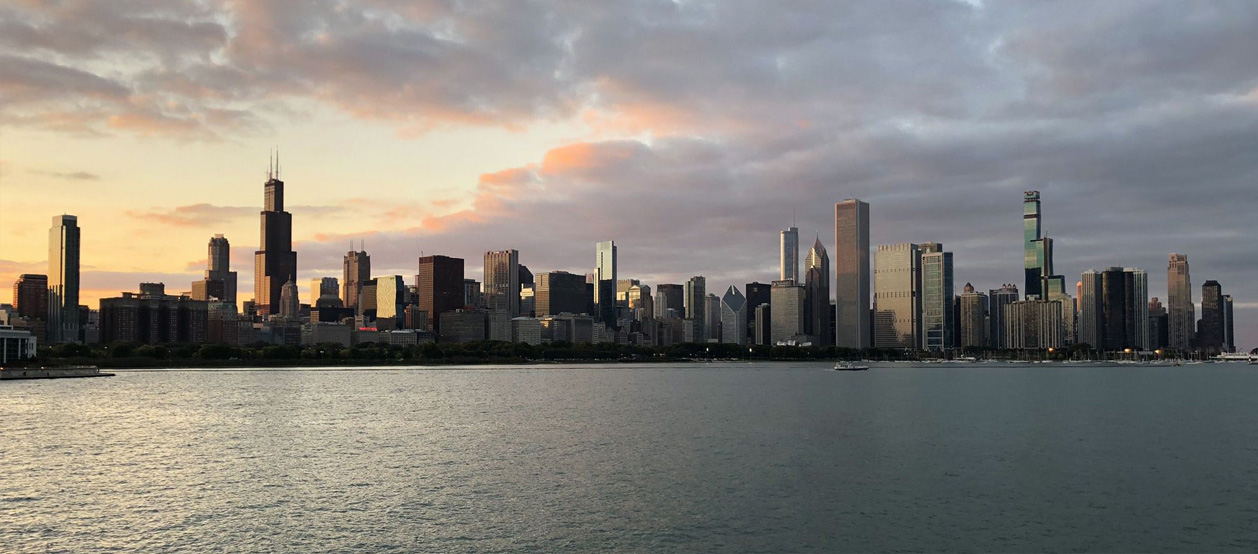 View of Chicago from over the water.