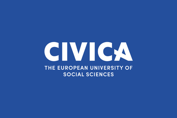 Blue and white CIVICA logo