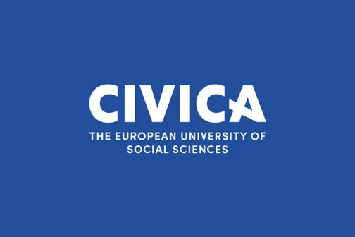 Blue and white CIVICA logo