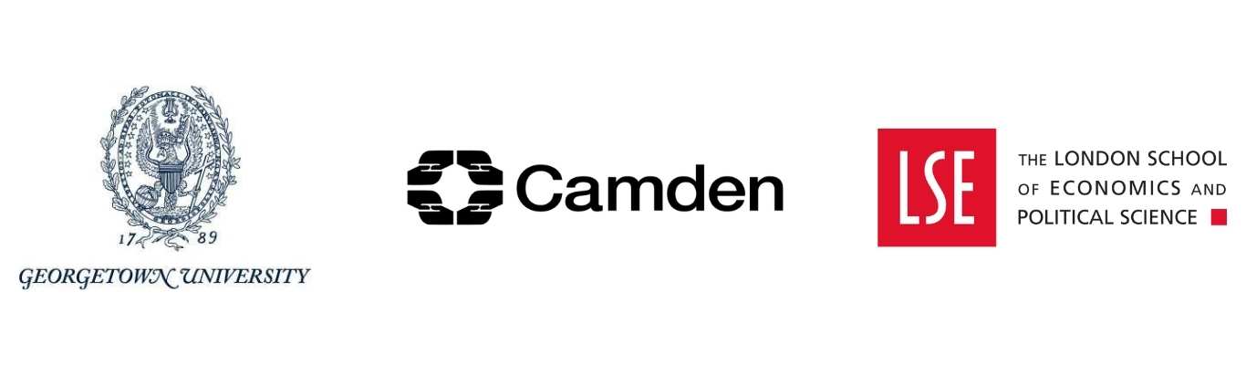 Logos for Georgetown University, Camden Council and LSE