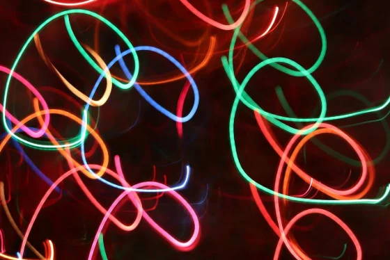 Colourful Neon Lights on Dark Background