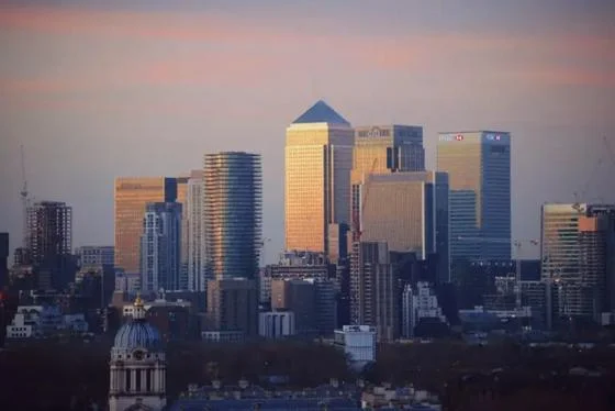 The City of London skyline at dusk