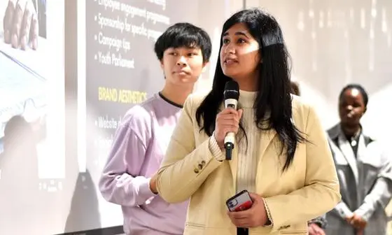 Students taking part in a presentation