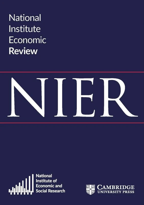 The dark blue cover of the NIER - National Institute Economic Review - journal.