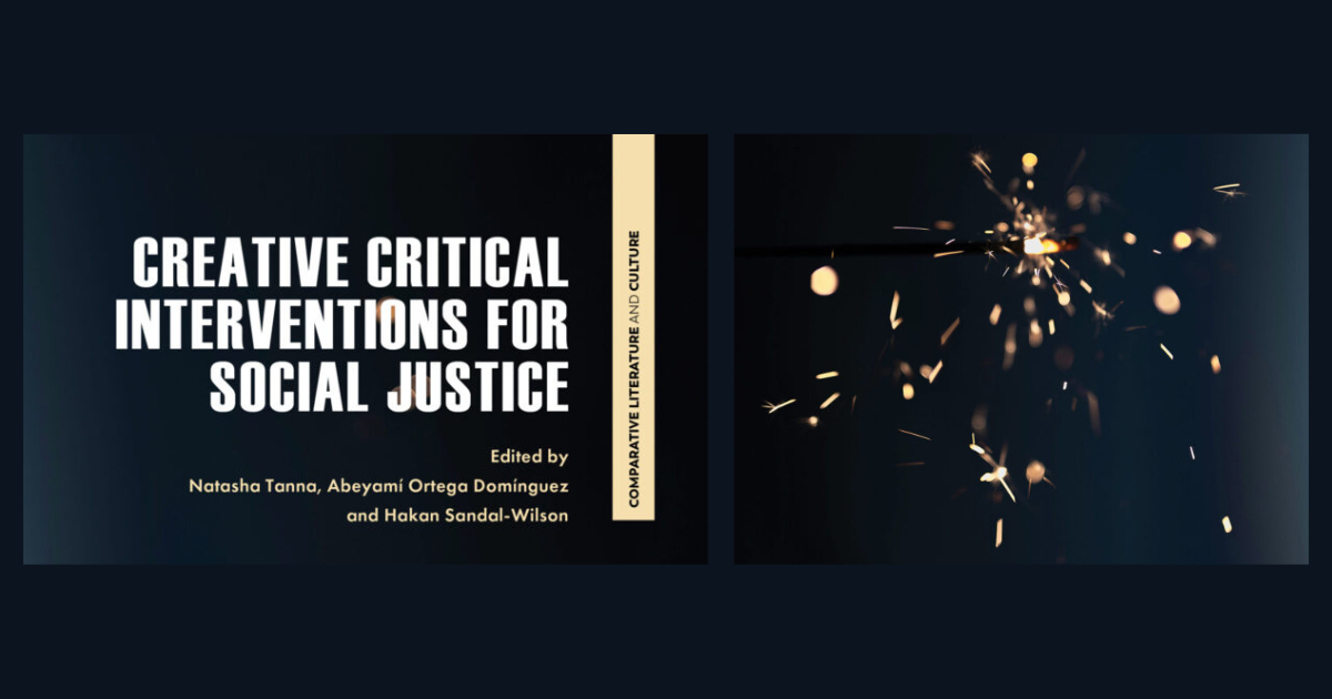 A graphic showing the book cover of Creative Critical Interventions for Social Justice