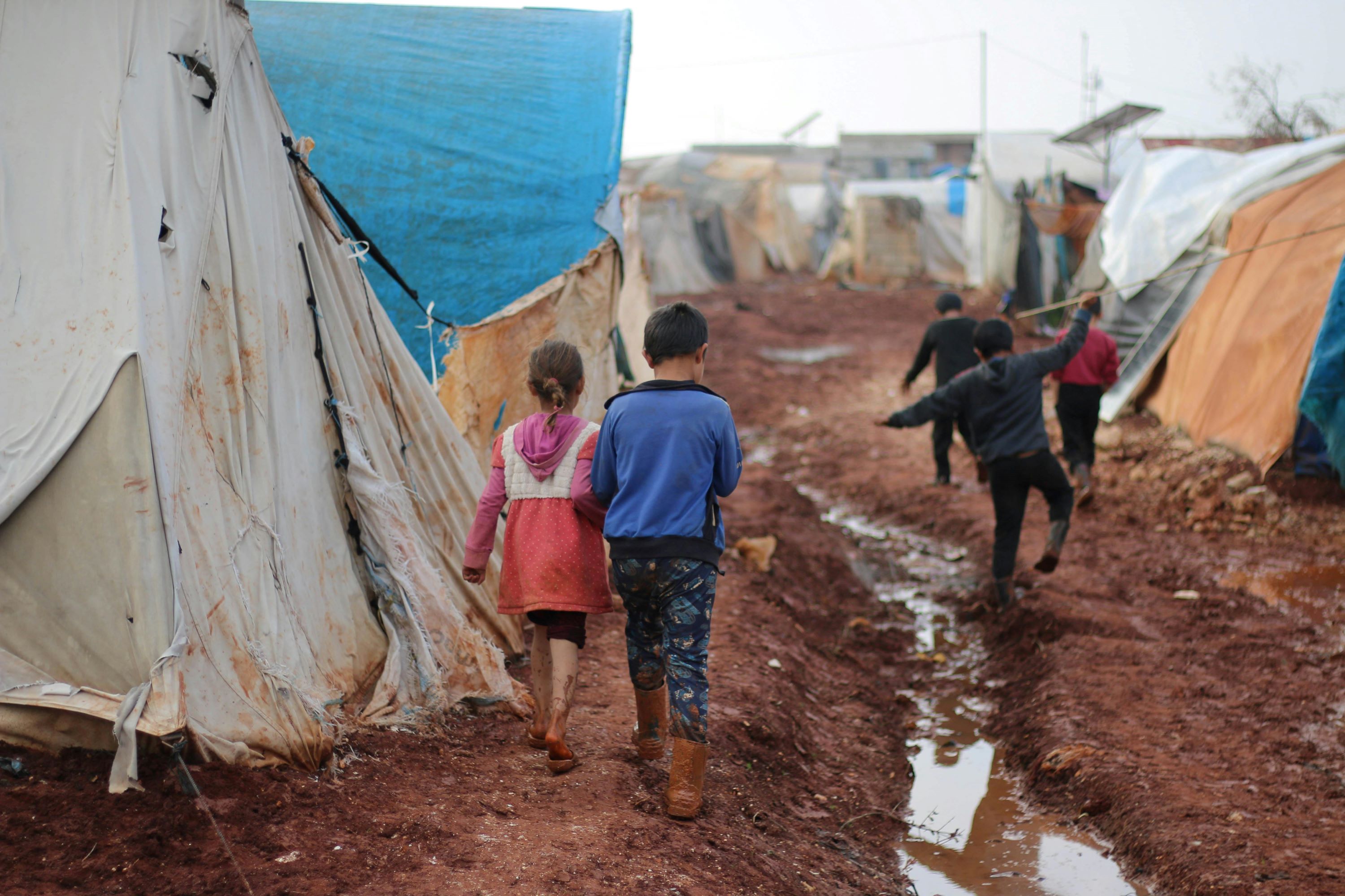 Children in refugee camp. 