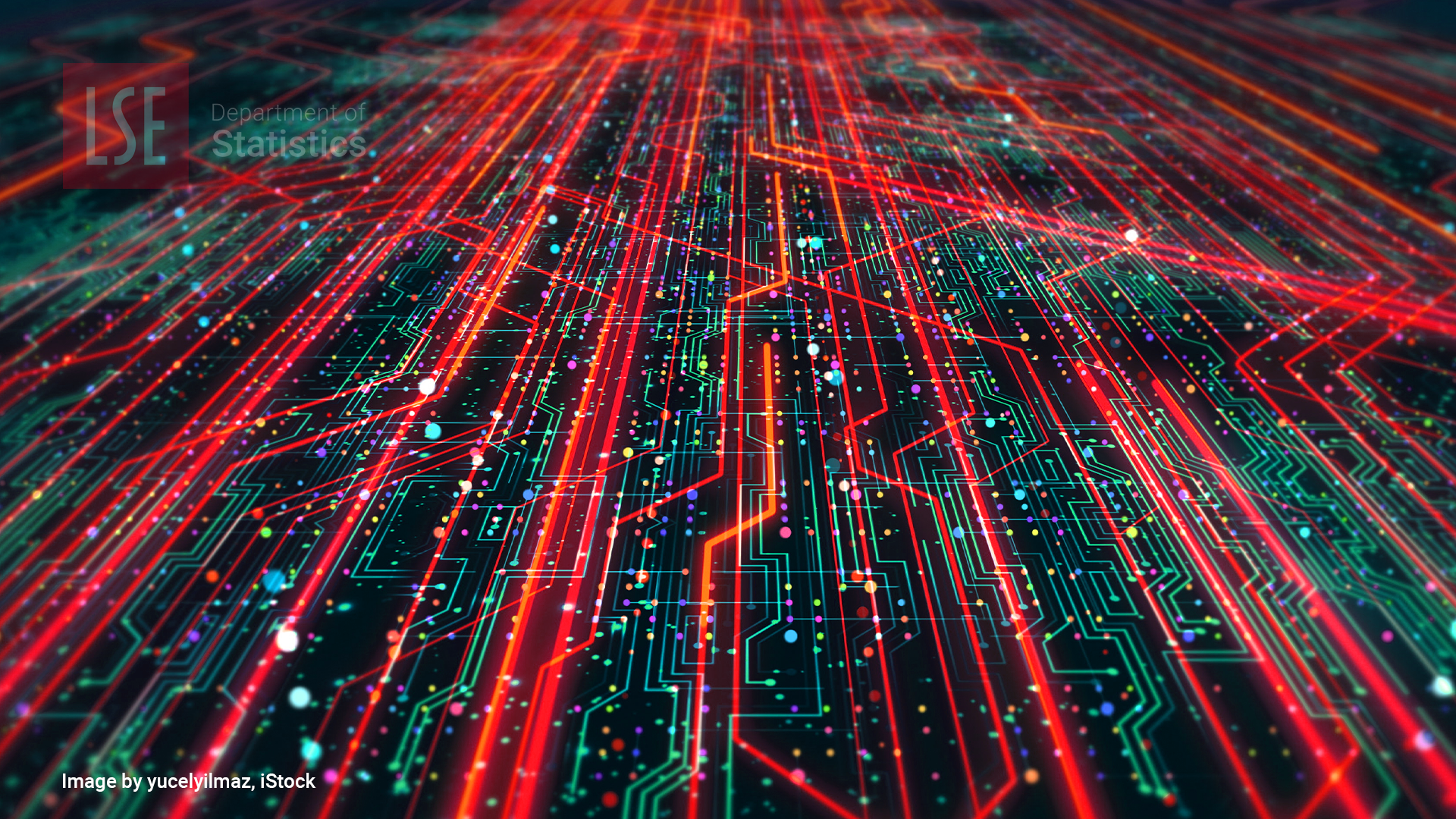Department of Statistics red and green data flow graphic