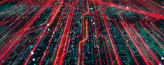 red and green data flow graphic