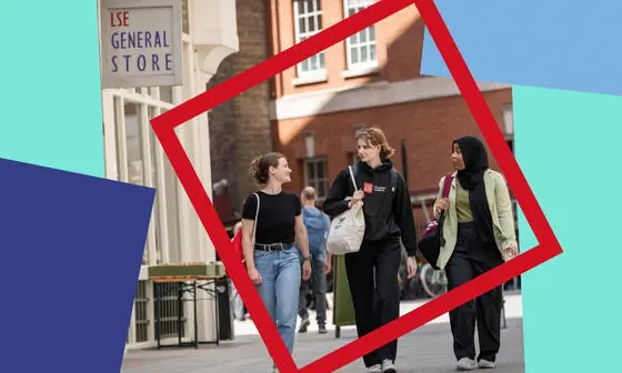 Three students walking together and chatting